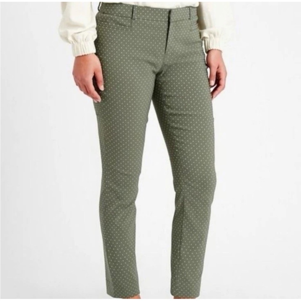 Banana Republic Sloan Green Micro Dot Cropped Pants NWT- Size 4
